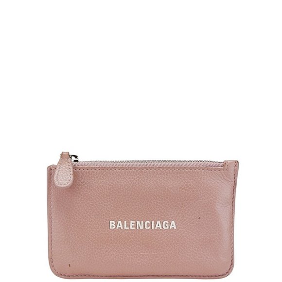 Balenciaga Logo Wallet/Coin Case 637130 Pink Leather Women's BALENCIAGA - Picture 1 of 12